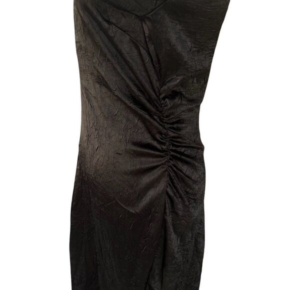 Samsoe Samsoe Ivana Black Crepe Textured Long-Sleeve Collared Midi Dress Size L - Picture 10 of 11